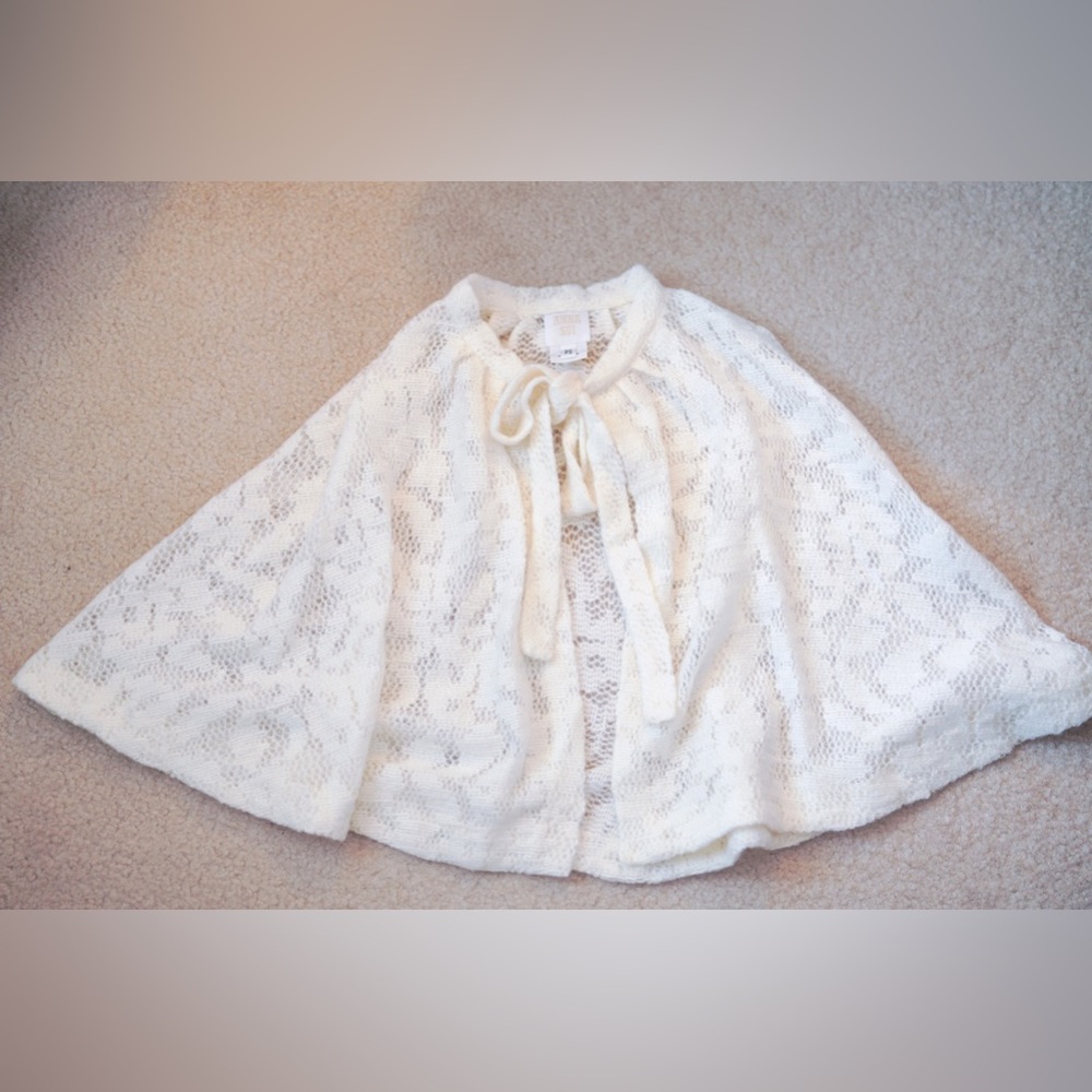 Anna Sui Cream Lace Knit Capelet Shrug